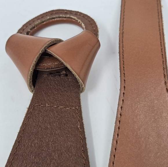 LP BY LINEA PELLE COGNAC BROWN LEATHER & BLACK STRETCH FOLD OVER BELT WOMEN M - Picture 14 of 15